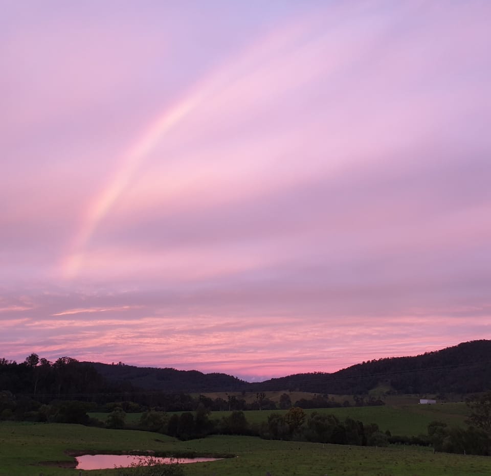 Amazing rainbow in a beautiful colour sky.