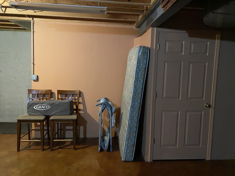 Baby supplies in basement