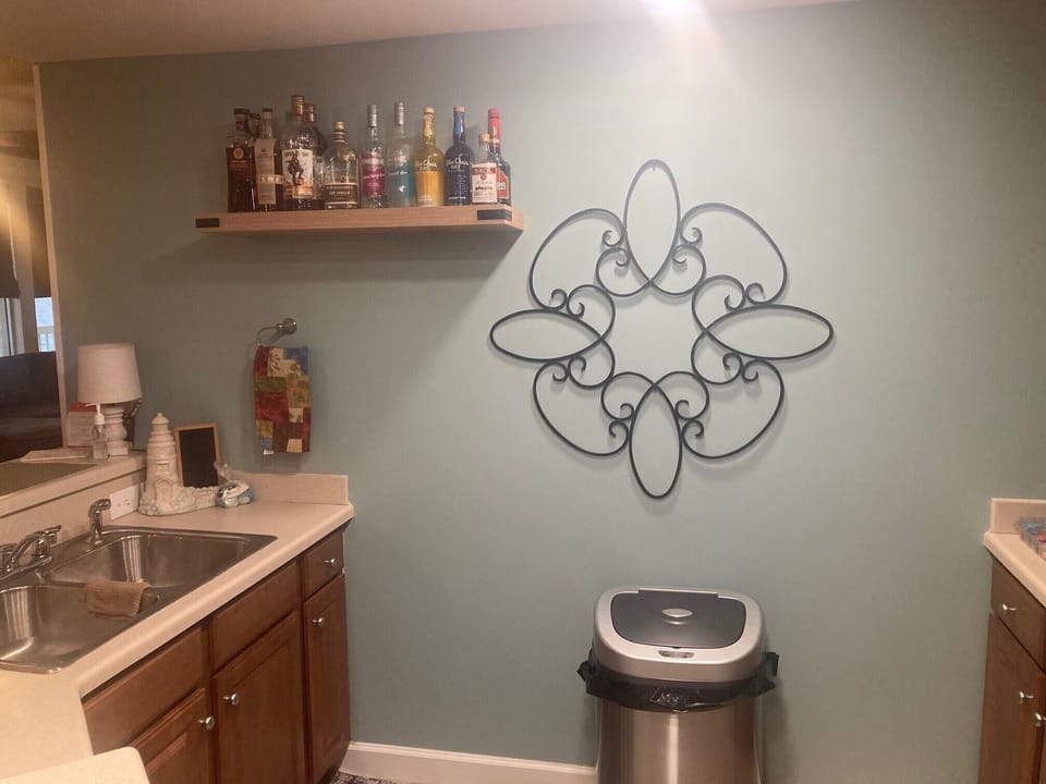 Kitchen Sink and Shelve to Hold the IMPORTANT Items for a relaxing Beach Stay