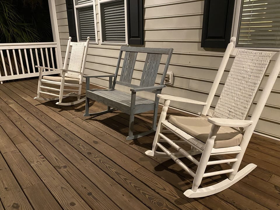One side of front porch rockers