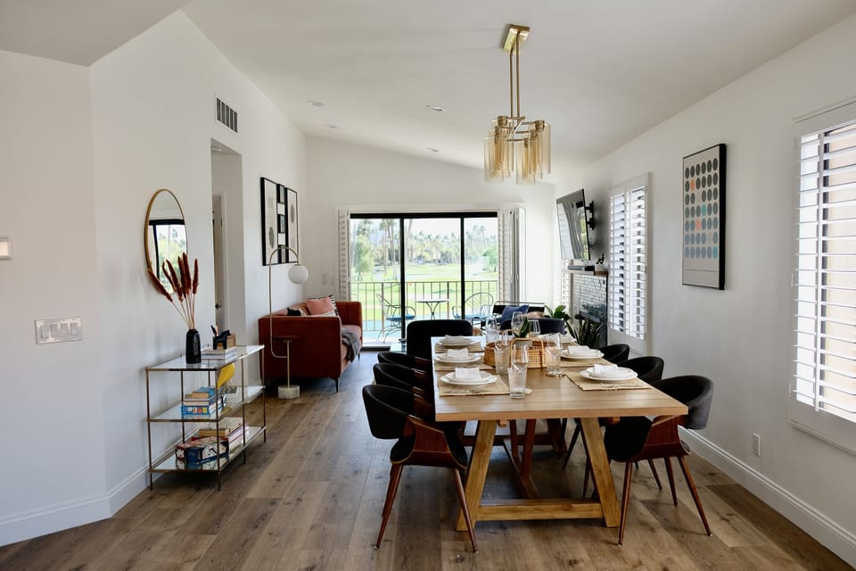 Dining and living room areas with great views of Lakes and Golf Course