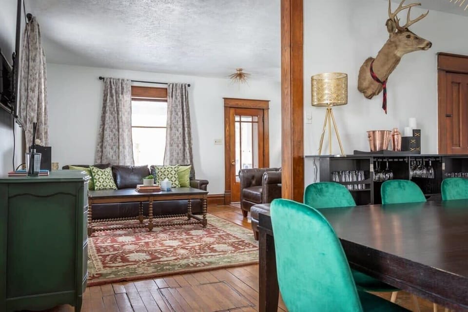 Connected living and dining areas