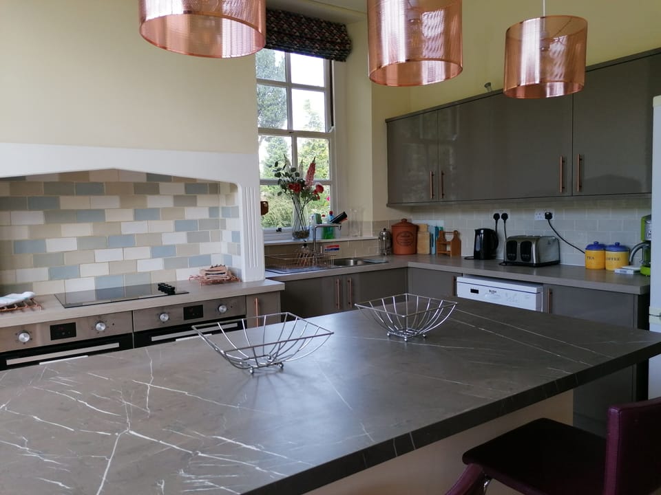 Large kitchen island with lots of space for a special buffet