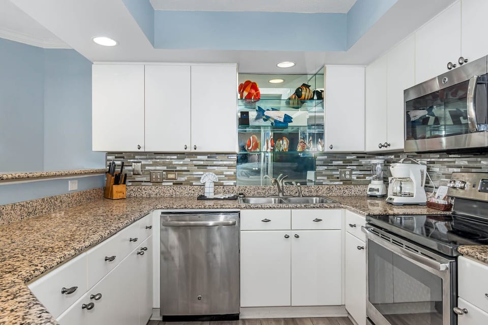 Lovely kitchen with stainless steel appliances.