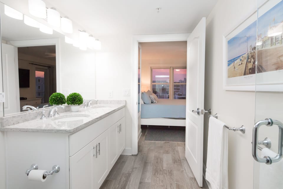 Don't worry if you forget something, nice  master bath with plenty of extras   