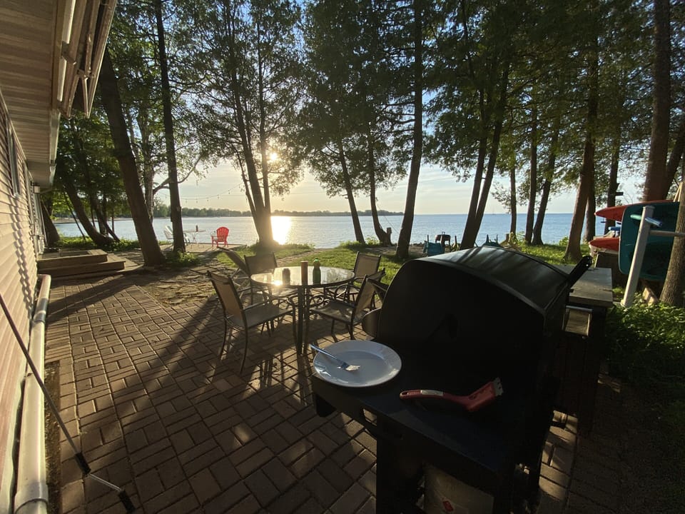 View of from the patio with gas grill