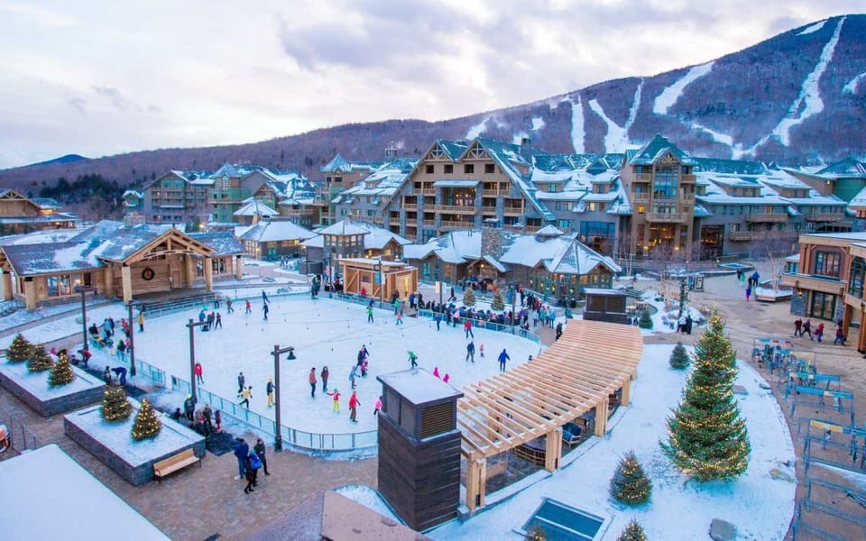 Step outside to festive village skating and mountain excitement