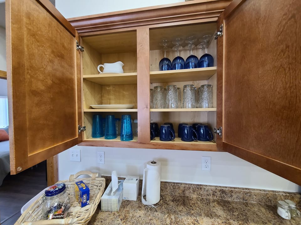 Fully stocked cupboards, perfect for groups.