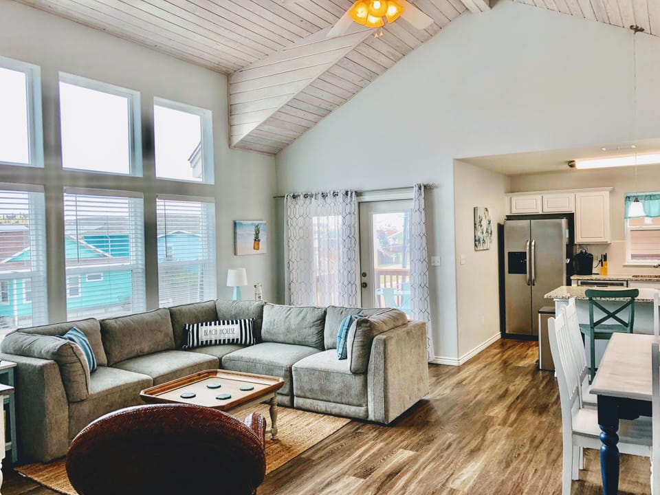 Living area with door to balcony