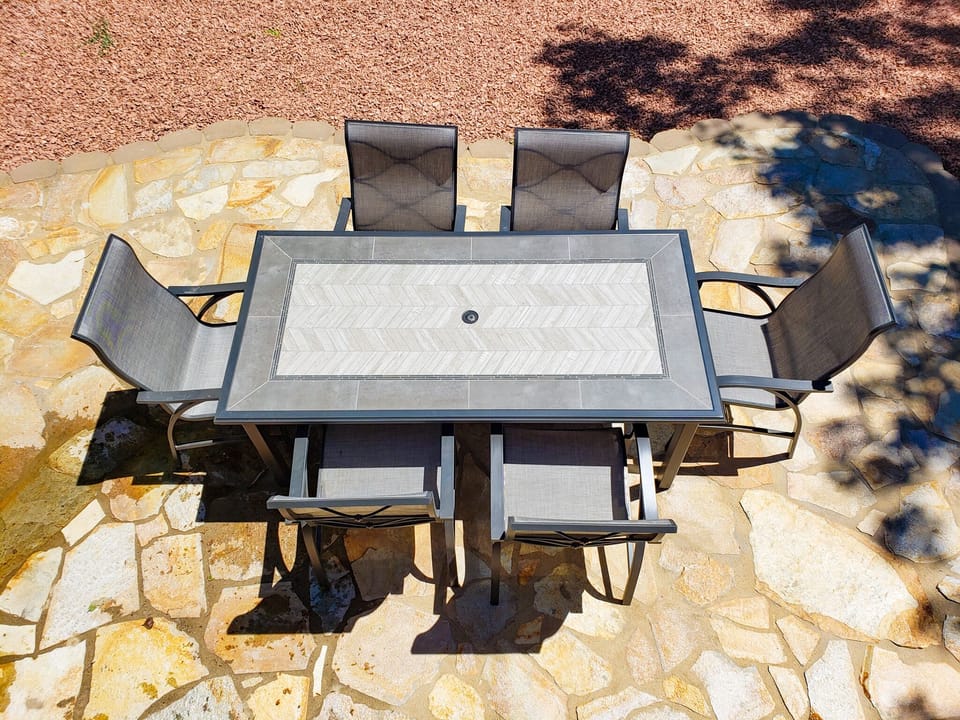 Outdoor dining area.