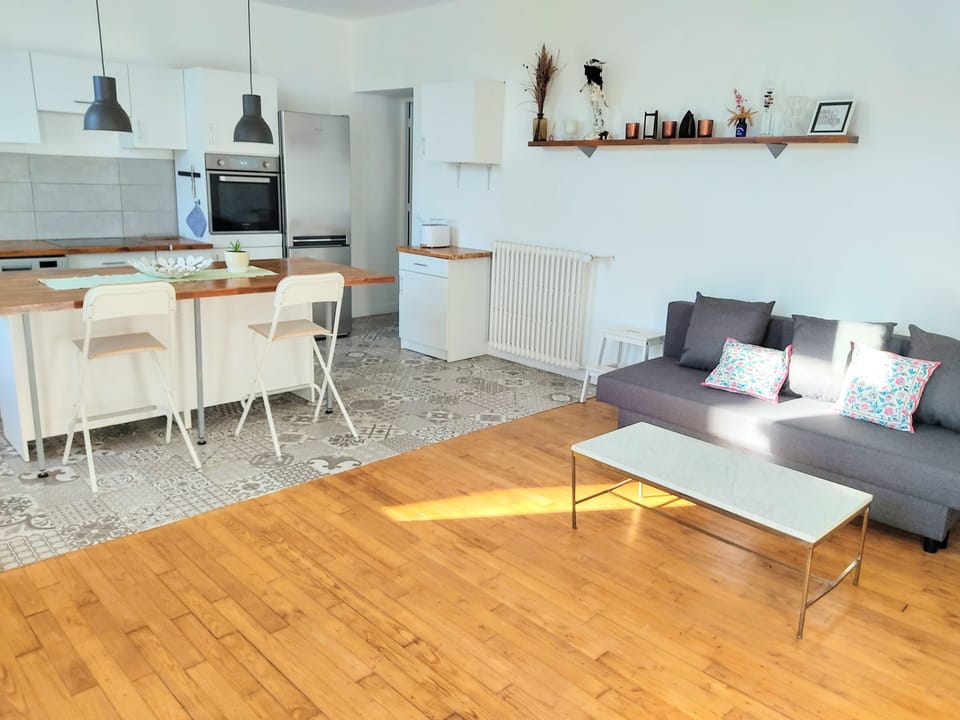 Annex, open kitchen and living room, connecting to main part of the house 