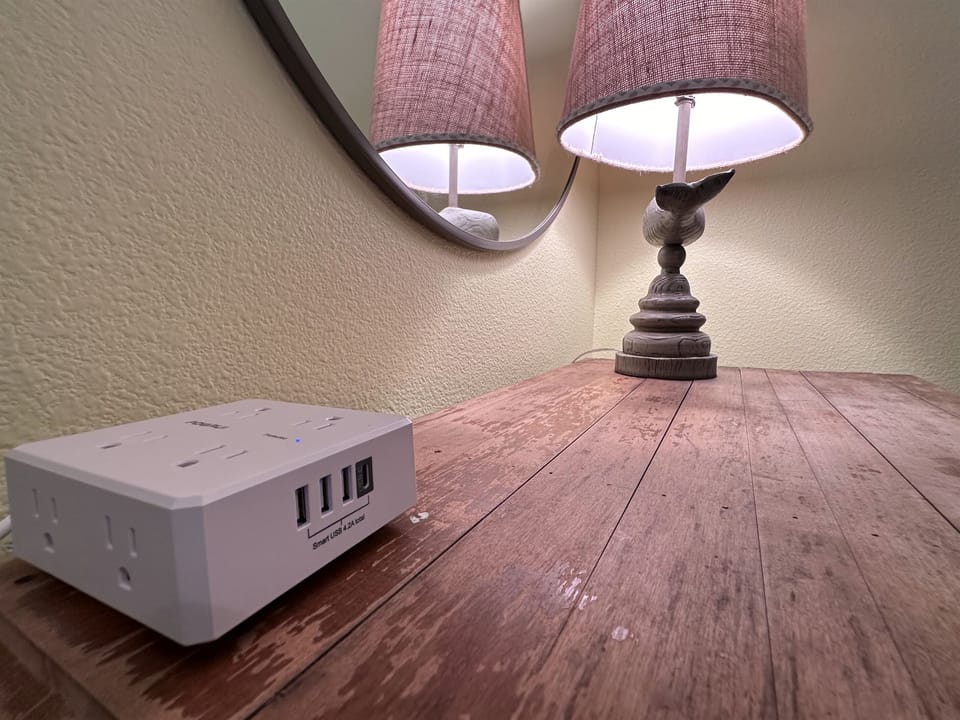 Power and charging station provided in each bedroom.
