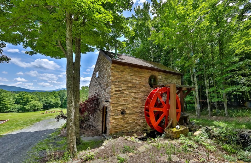 Garage with Red Mill