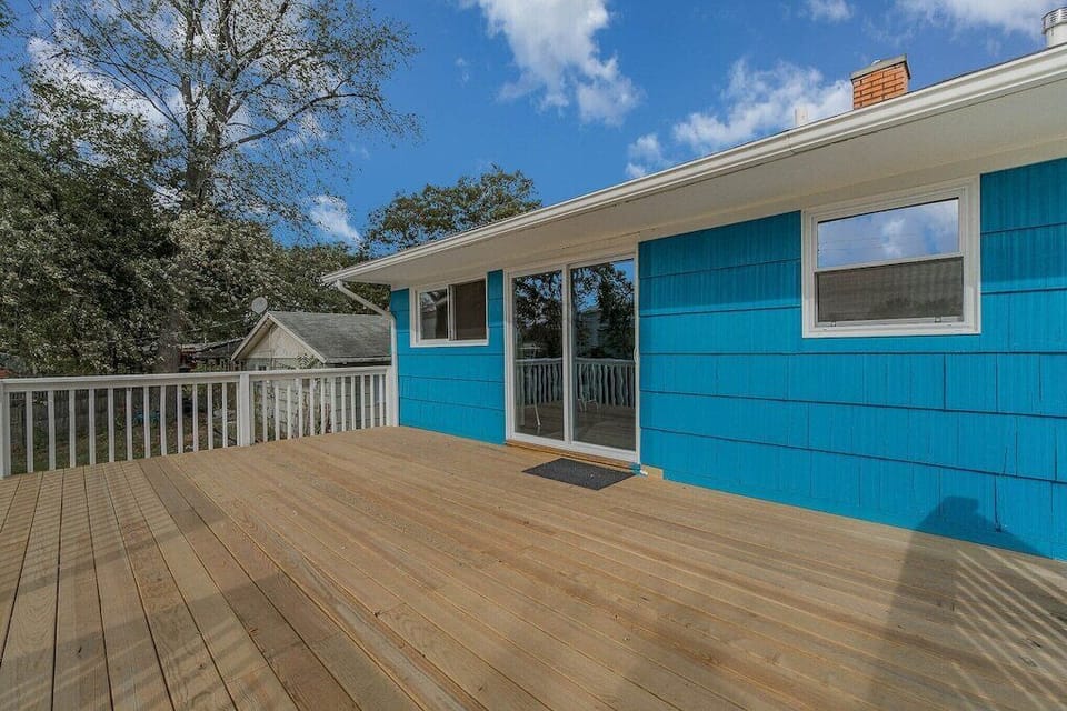 Large deck off of the kitchen.