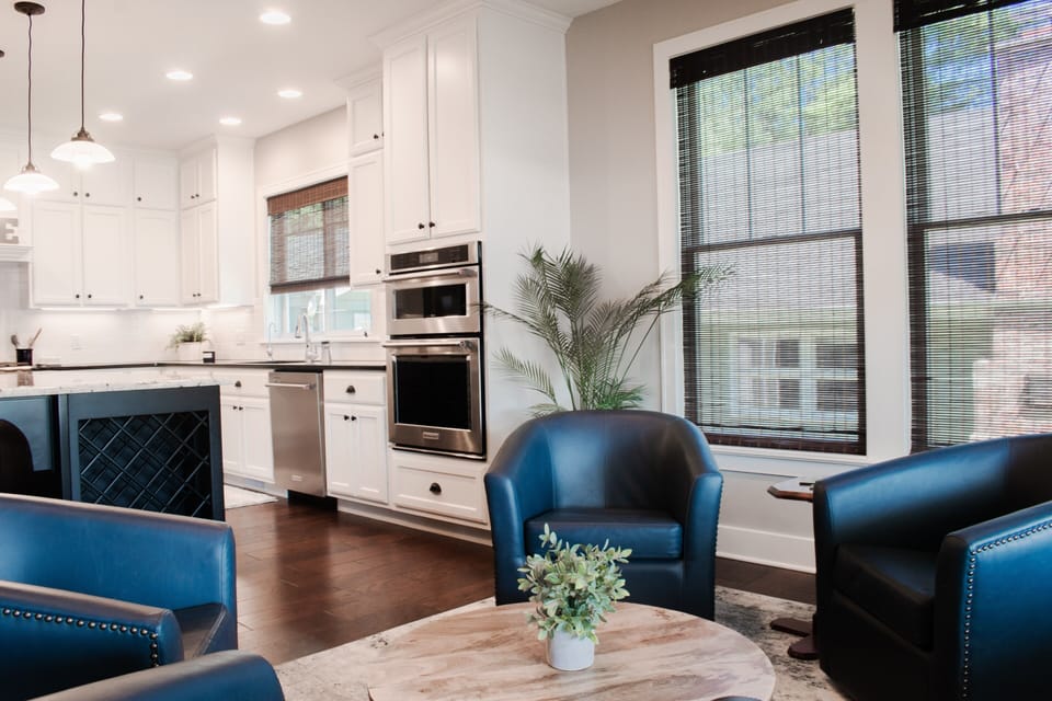 *Updated seating area off the kitchen with leather swivel chairs