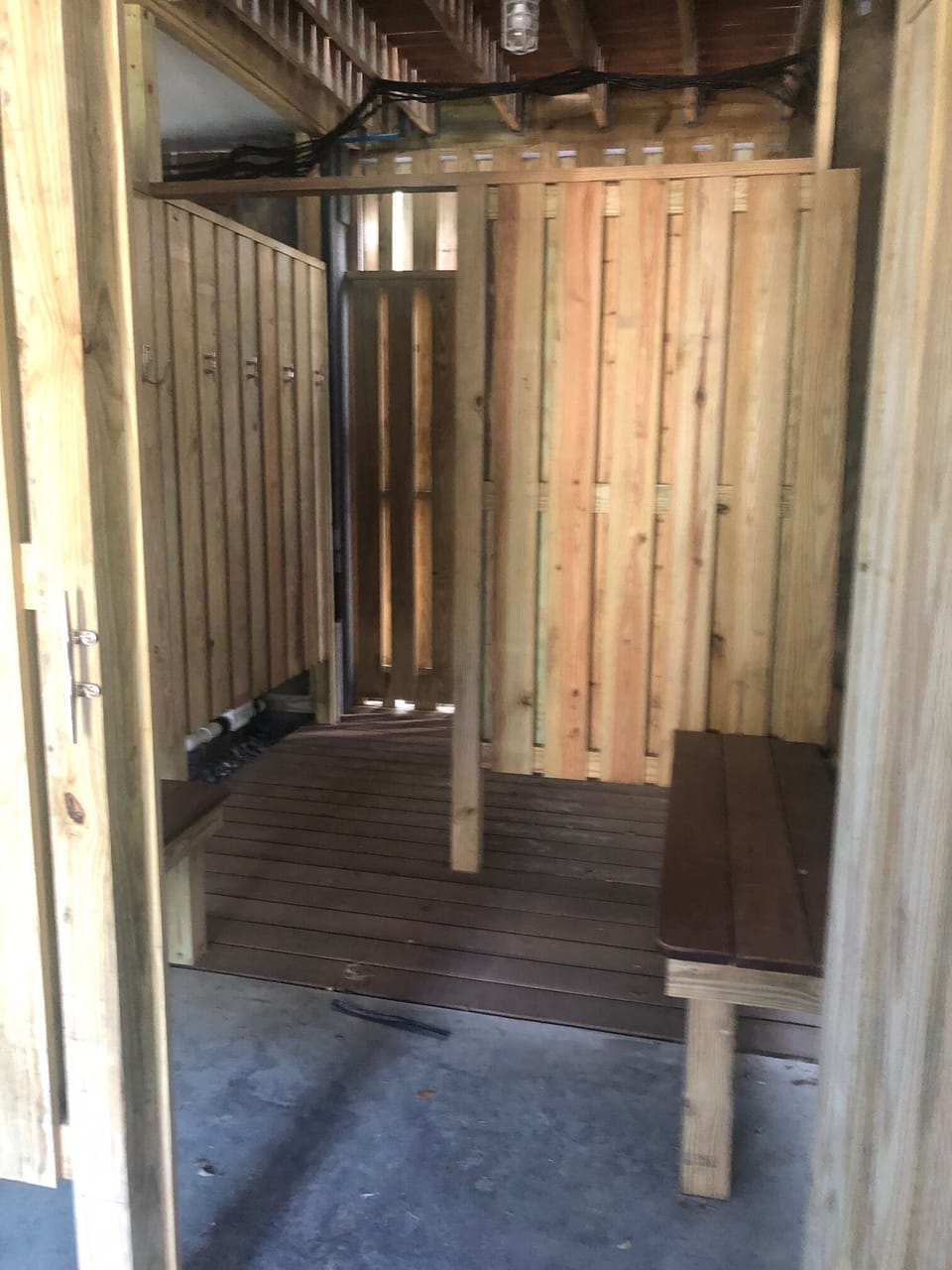 Shower and dressing room under deck
