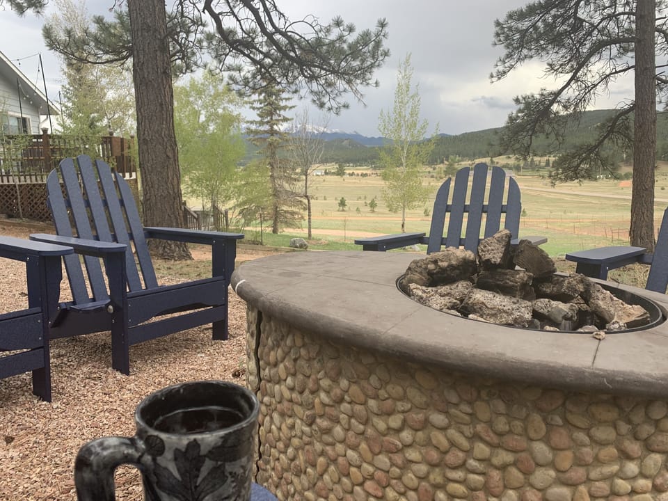 Perfect spot for morning coffee or evening s'mores. Fresh air and views!