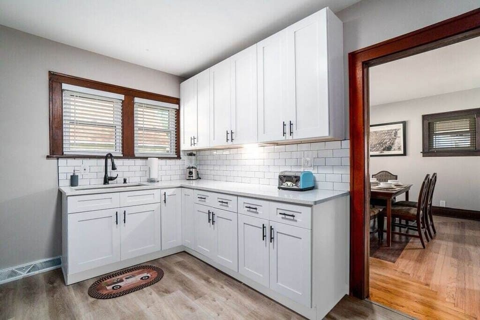 Fully stocked kitchen with brand new appliances.