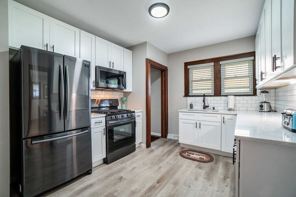 Fully stocked kitchen with brand new appliances.