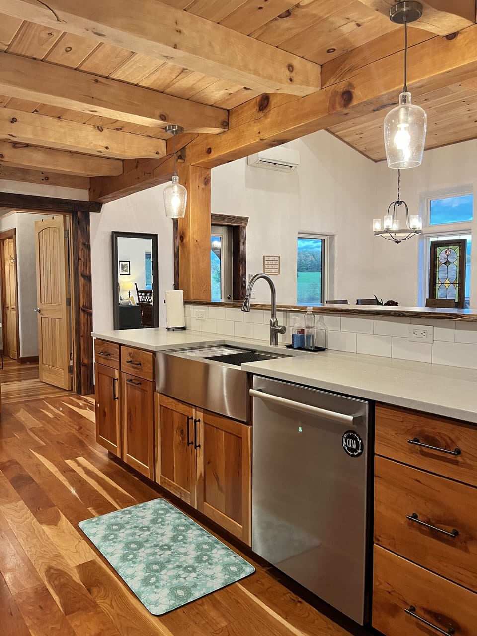 Kitchen is open to living and dining rooms.