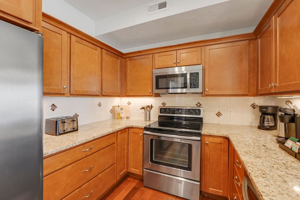 Kitchen includes all the essentials for preparing meals during your stay