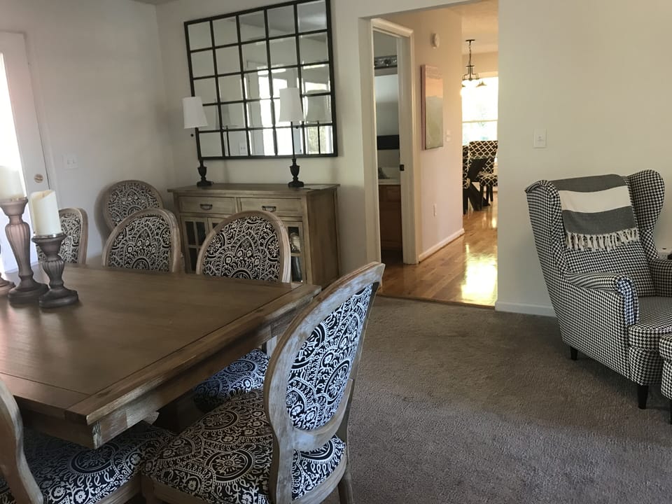 Family room includes dining area
