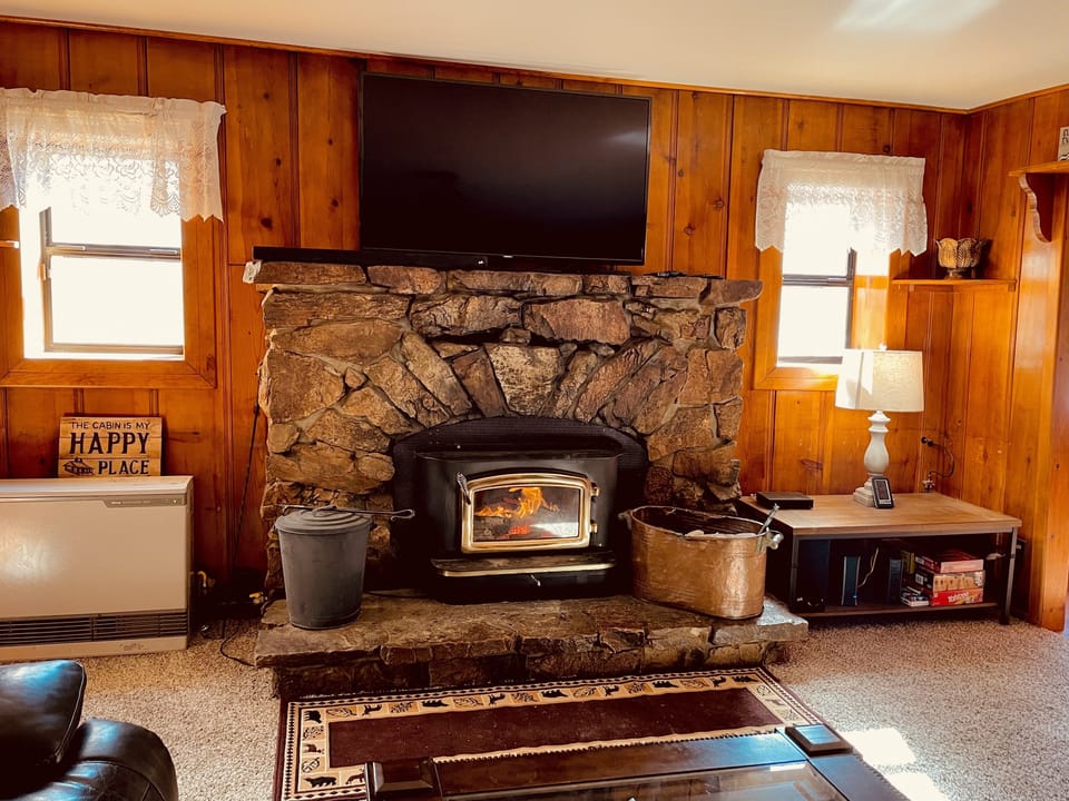 Living Room wood burning fire place 