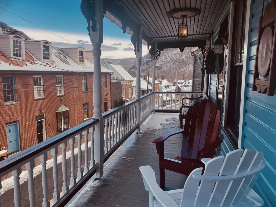 View of High Street in Downtown Harpers Ferry from front porch
