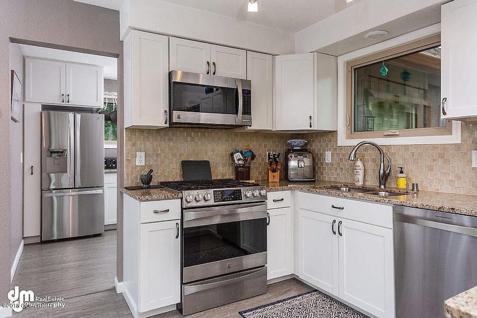 Kitchen is fully stocked with everything you will need to prepare meals.