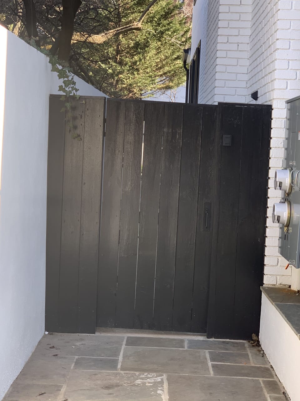 Private side entrance.