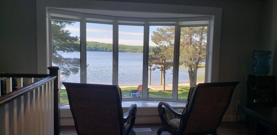 Enjoy your morning coffee with a view of  the lake. 