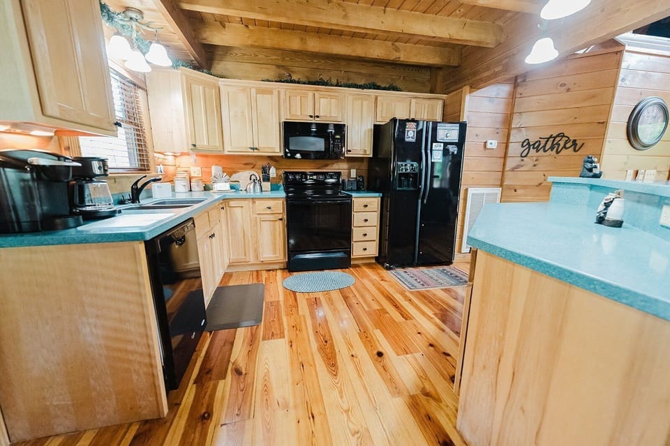 Indoors, Hardwood, Stained Wood, Kitchen, Floor