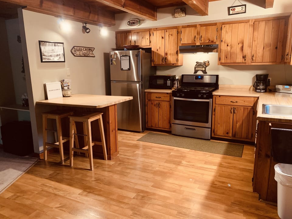full kitchen and seating area!