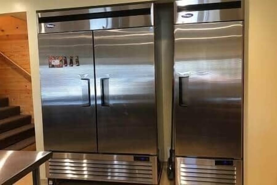 Commercial refrigerator and freezer in Lodge.  Plenty of room for drinks, dinners and produce. 