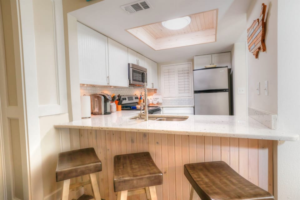 Enjoy a well prepared dinner at the kitchen bar