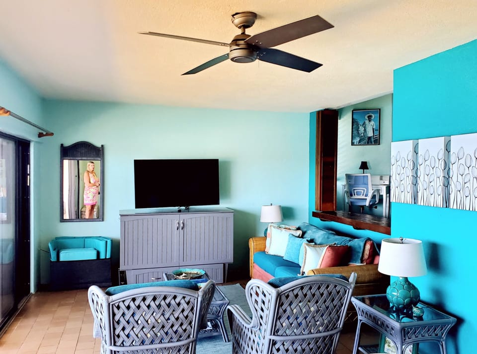 Living area offers amazing Caribbean breezes and views.