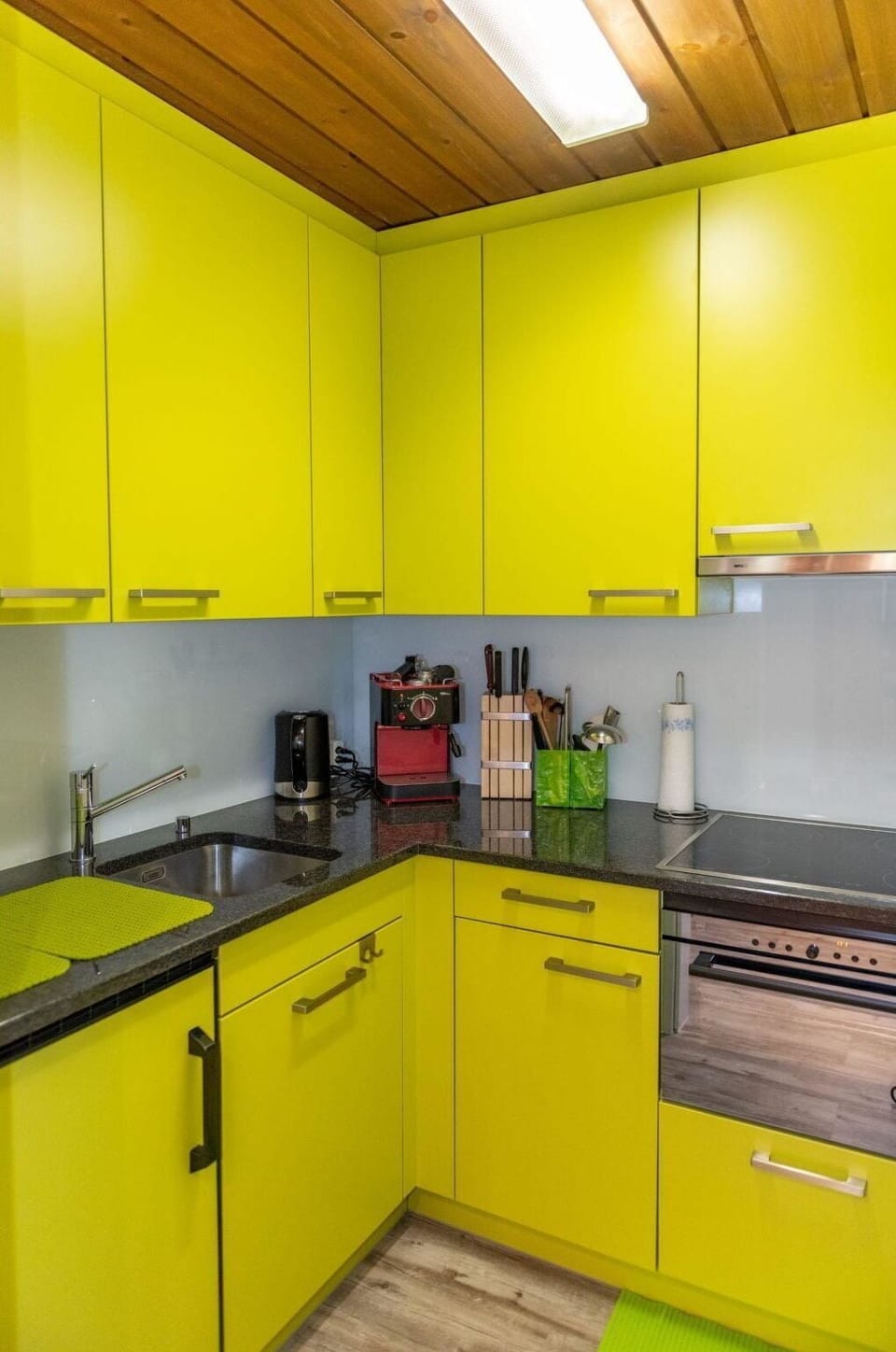 Cabinetry, Countertop, Property, Kitchen Appliance, Kitchen, Home Appliance, Kitchen Stove, Kitchen Sink, Orange, Yellow