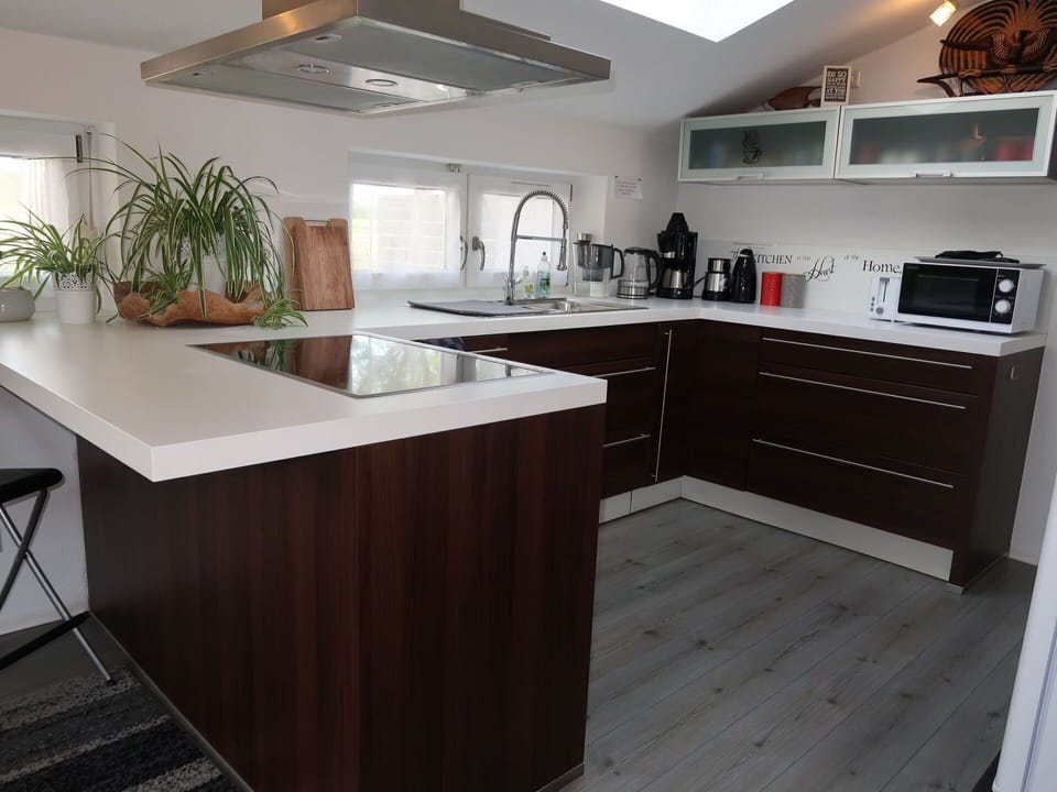 Cabinetry, Countertop, Kitchen Sink, Sink, Tap, Plant, Building, Kitchen, Houseplant, Wood