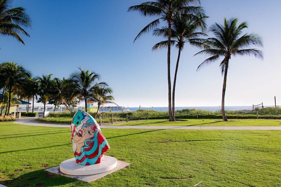View of beach walkway in Pompano Beach a few blocks north of Paradise Shores.