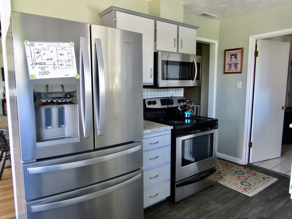 All new large stainless steel appliances.
