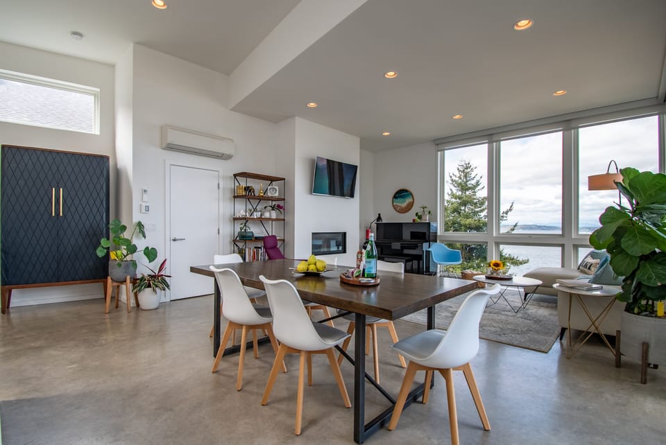 Central AC for hot Summer Days and Air Heat (HVAC) for colder weather.