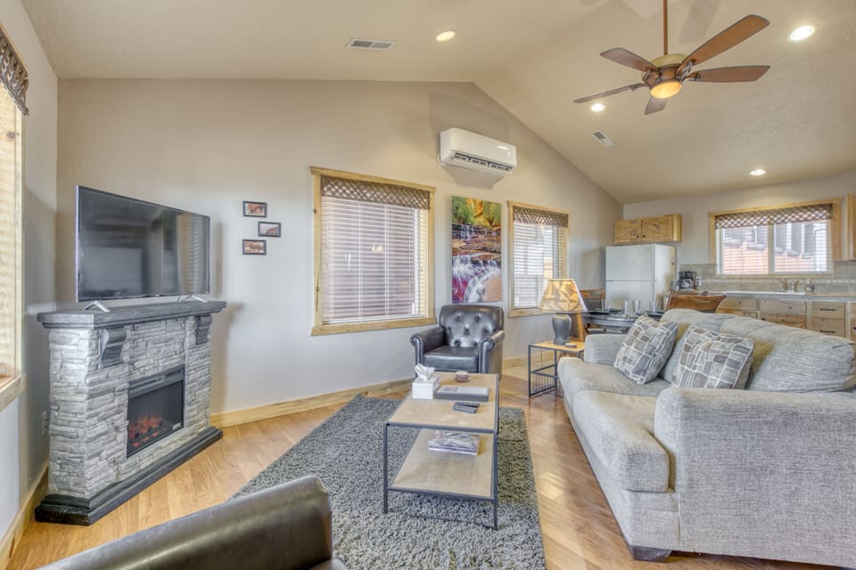 Relax in the spacious living area with smart TV