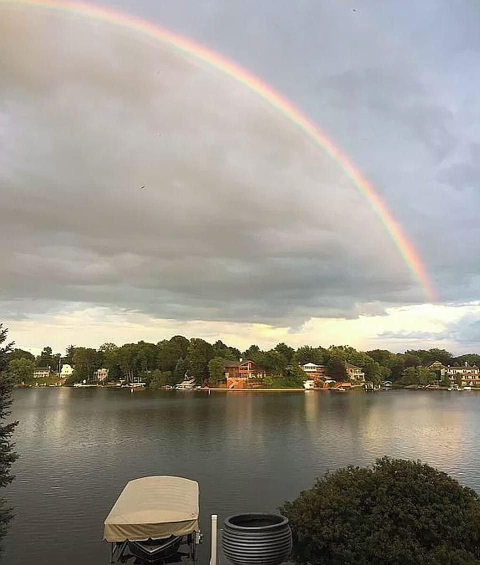 View from our deck, always sunshine & rainbows on the lake!