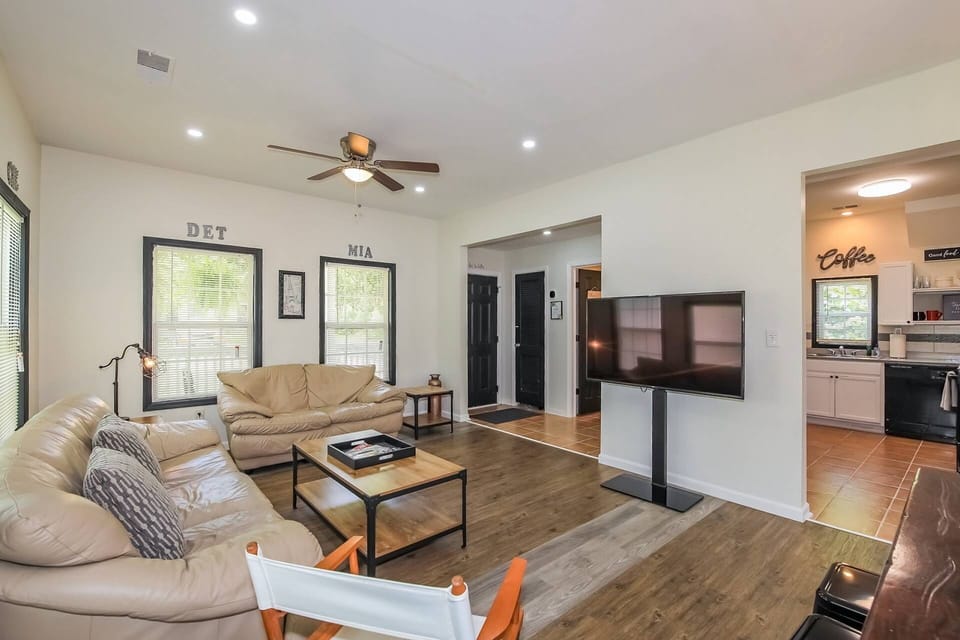 Living room perfect for a lazy day or a night in with a movie