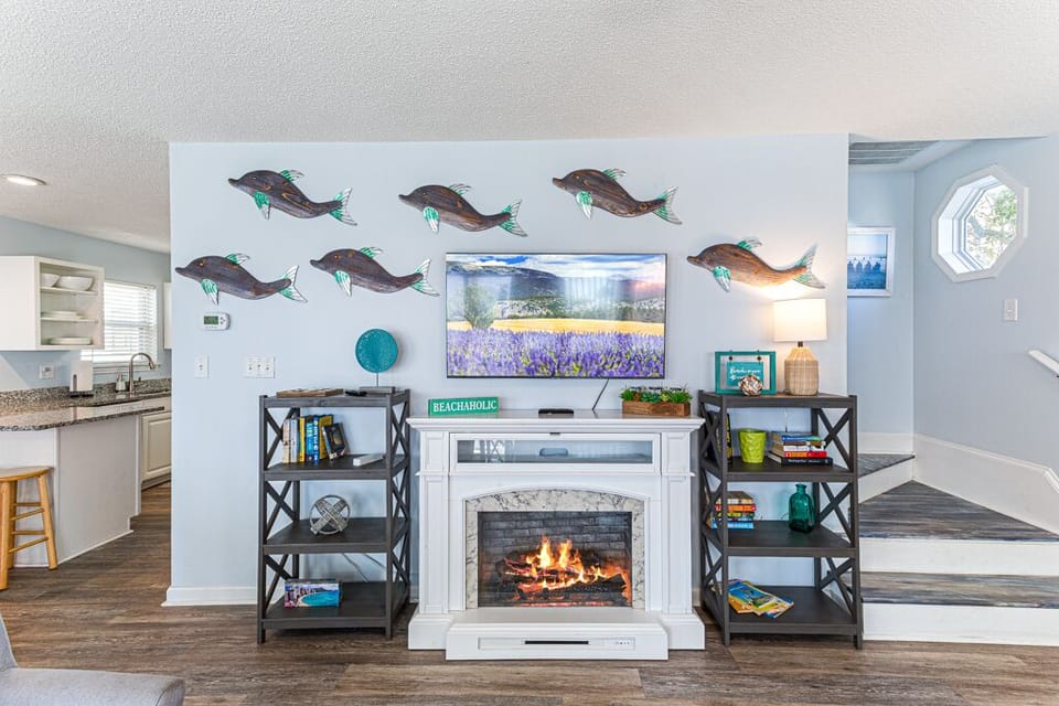Electric fireplace in living room