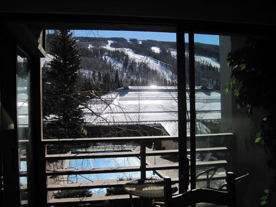 One of two balconies, views of the mountain, table & chairs