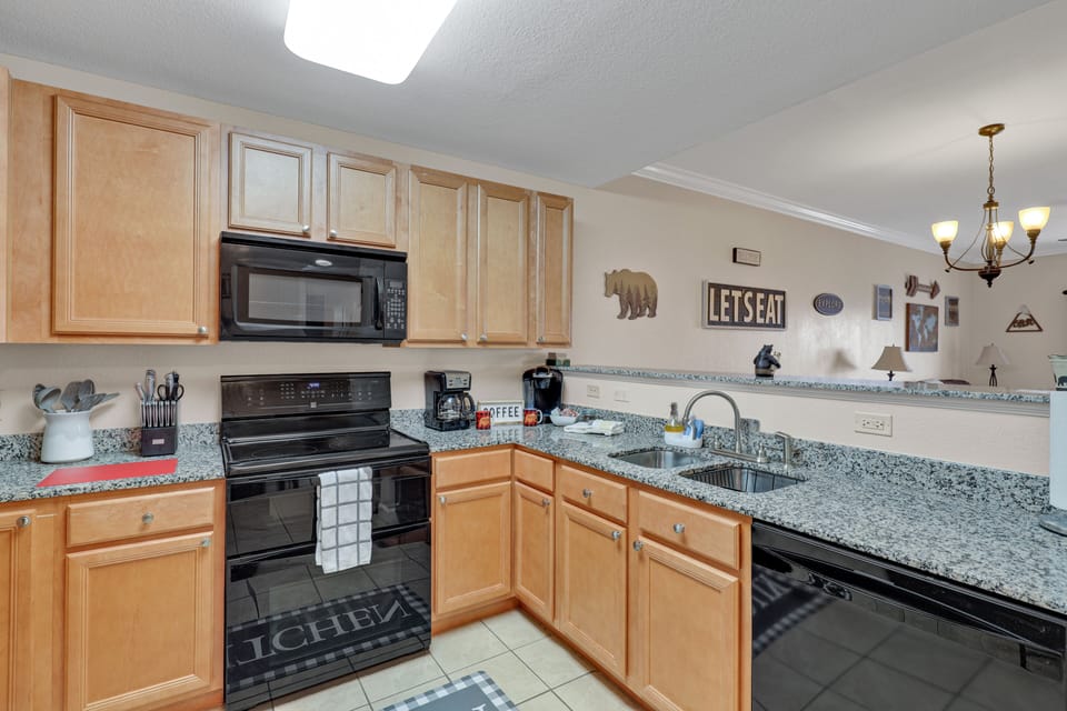 Kitchen is open to living room/dining room