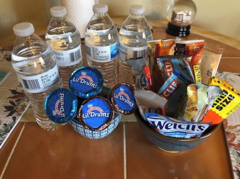 Snacks, ice cream, and water provided.