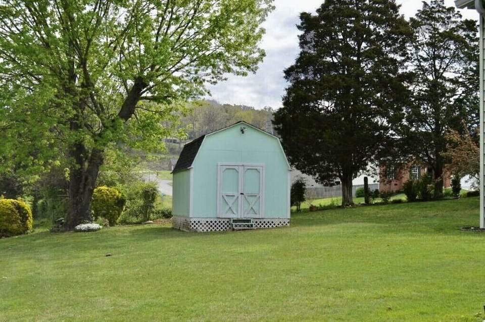 Nice sized flat back yard with mature trees;