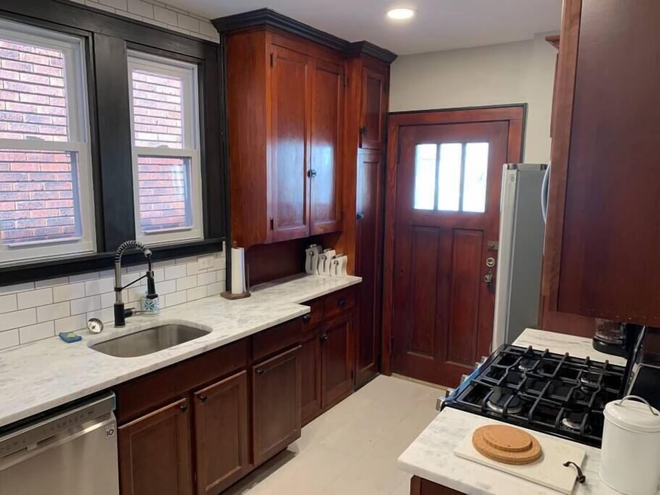 Completely updated Kitchen but with a nod to the past - with the original built ins.